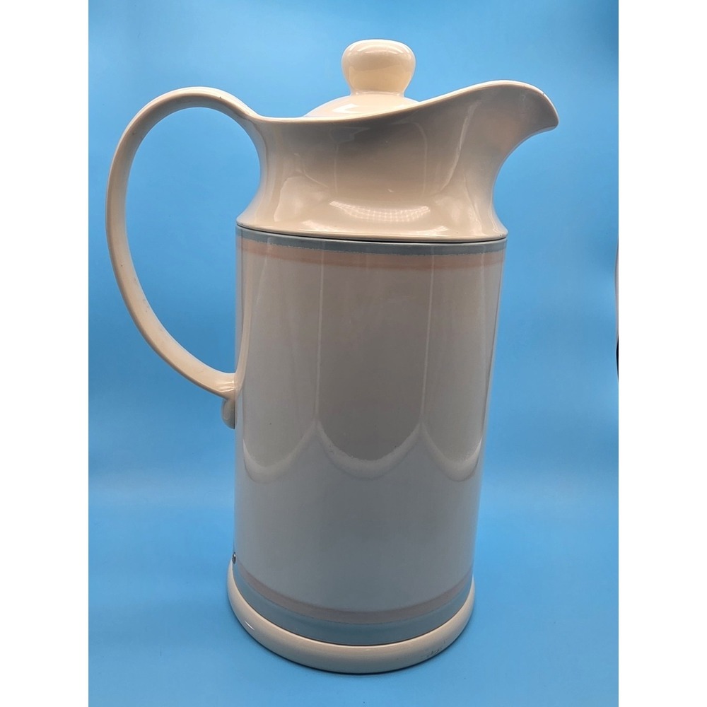 Pfaltzgraff Juniper Insulated Plastic Hot Cold Thermos Carafe Ivory